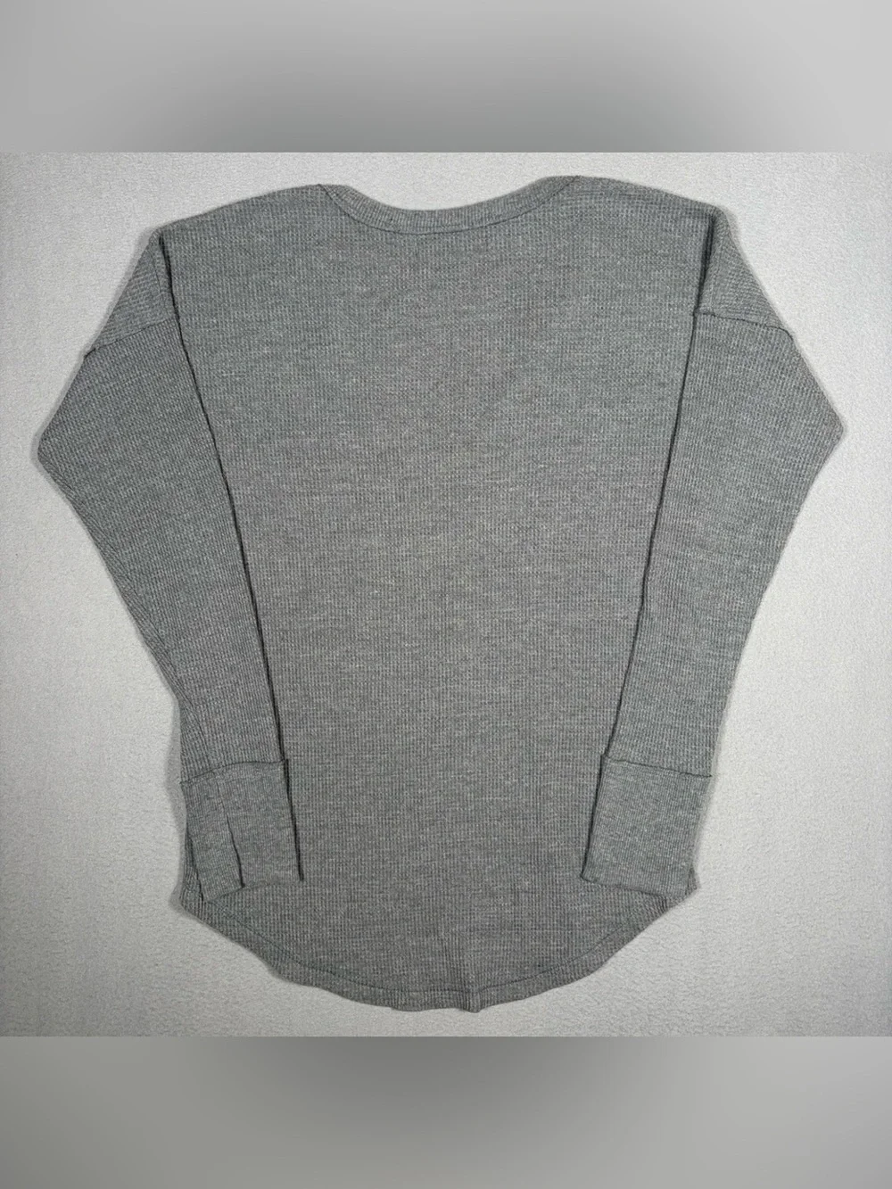 Abercrombie & Fitch Waffle Knit Shirt Women Medium Gray Long Sleeve Thermal Y2K